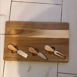 Wooden Cheese Board Set with Knives